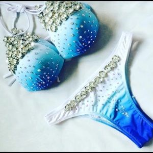 Beach bunny blue white bling bikini set